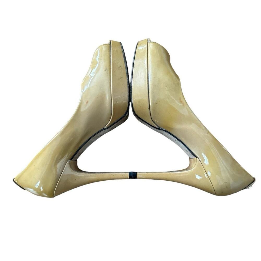 Stuart Weitzman Peep Toe Genuine Patent Leather Platform Heels  4.5” Size 7 - Picture 6 of 11